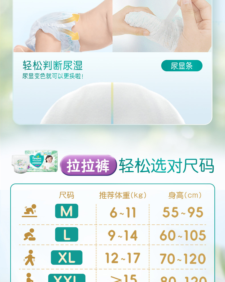 帮宝适清新帮拉拉裤尺码表(11/12)